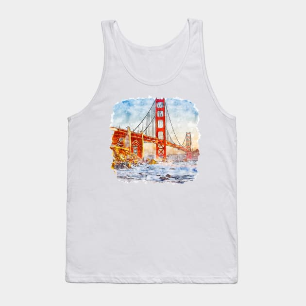 Golden gate bridge San Francisco Tank Top by Anna Hlimankova